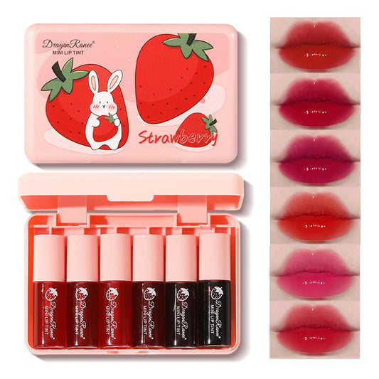 Yishifa 6 Colors Lip Tint Stain Mini Liquid Lipstick Korean Lip Gloss Moisturizing Natural Velvet Lip Tint Waterproof Longwear Liquid Blush & Lip Stain Vivid Color Lip Tint Makeup